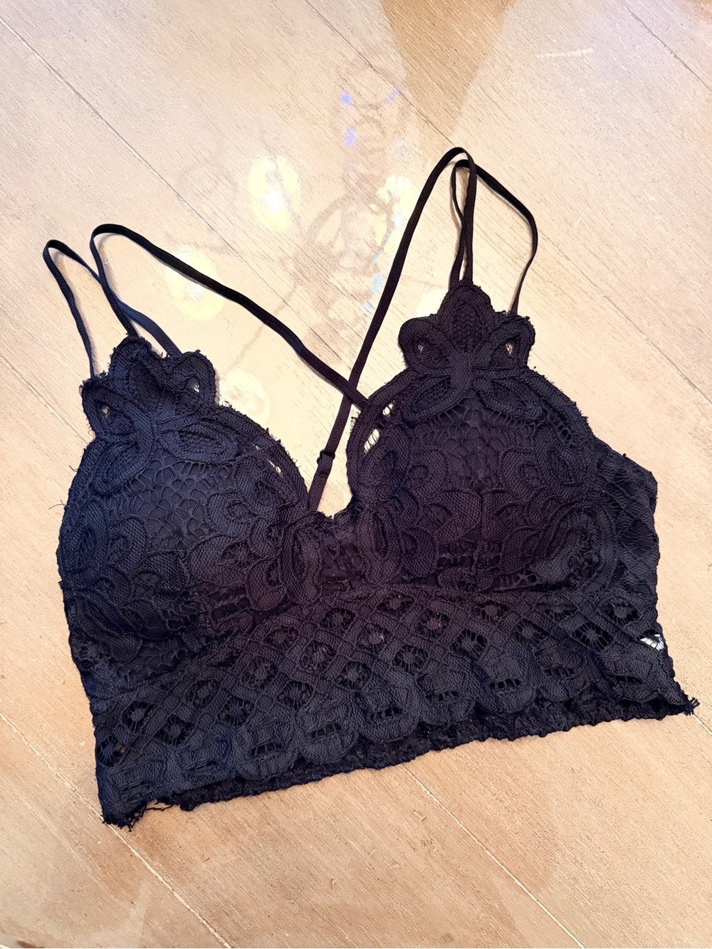 Anemone Black Lace Crochet Bralette Size Large